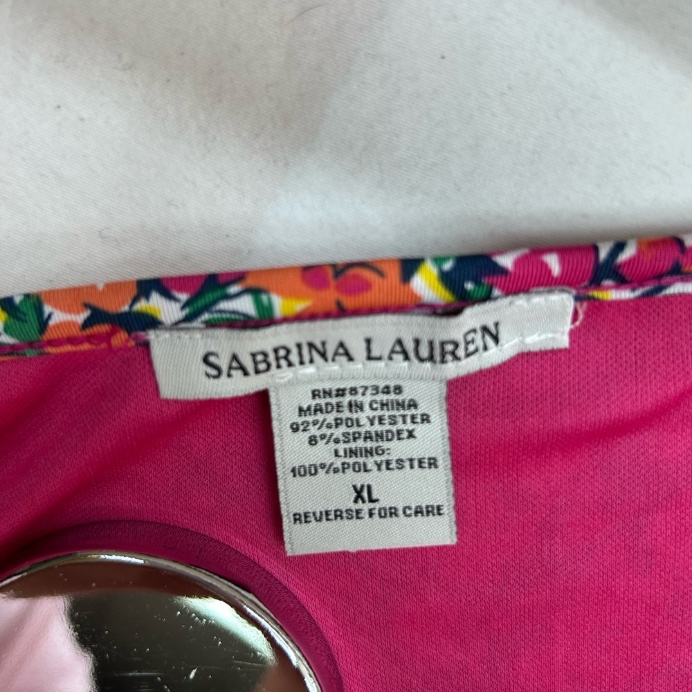 Sabrina Lauren Floral Maxi Dress XL Pink Multicolor Cold Shoulder Boho - Picture 9 of 10